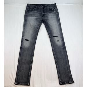 mnml Distressed Slim Straight Jeans Men’s Black Gray Medium Wash Denim Size 34